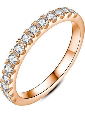 Moissanite Eternity Wedding Band for Women - 925 Sterling Silver Stackable Ring